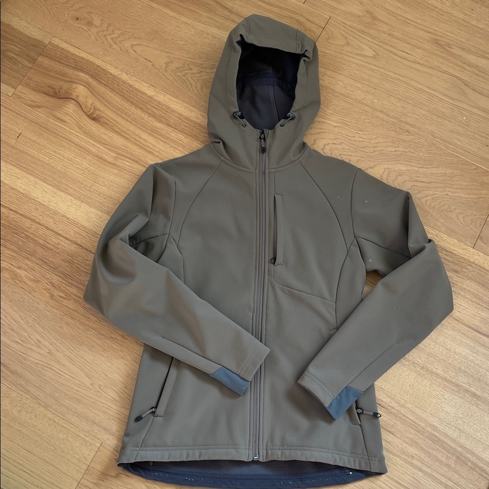 Soft shell zip up hooded jacket